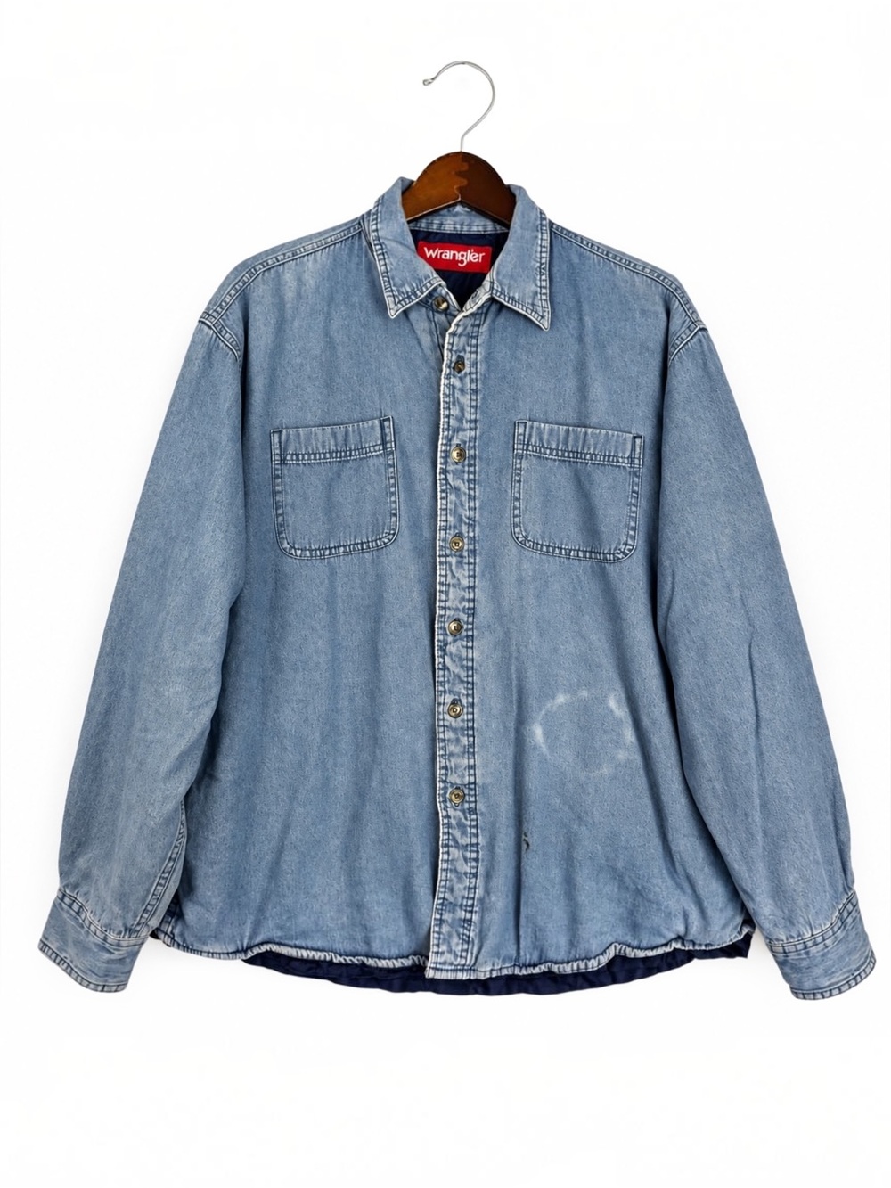 Vintage Wrangler Quilt Lined Denim Shirt Jacket Workwear XL
